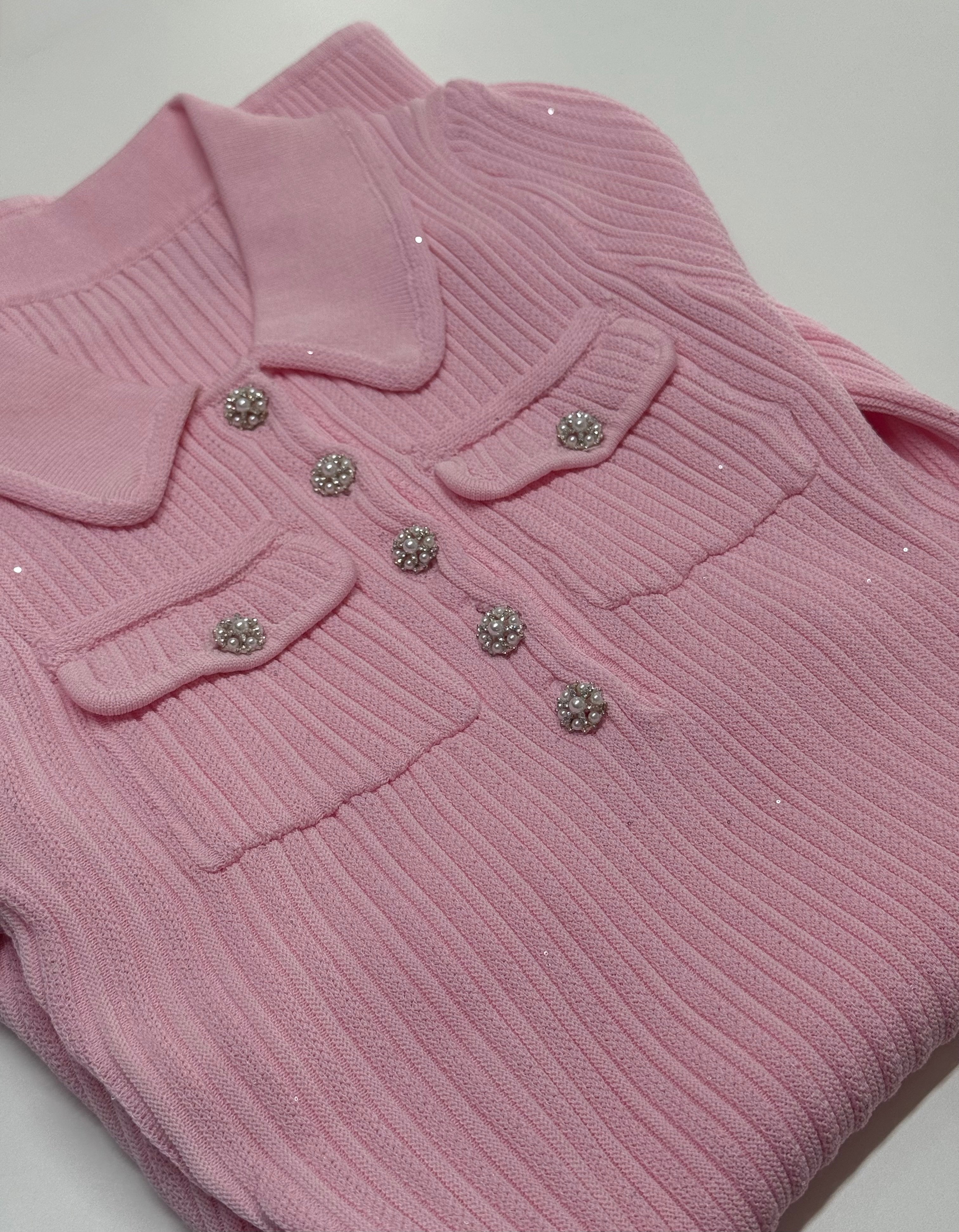 Knit Sparky Pink Mini Dress